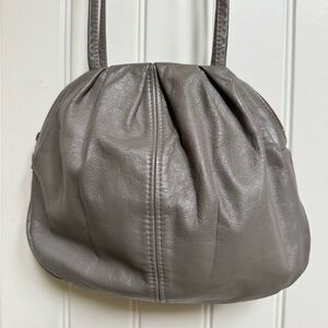 Vintage Brixton Grey Leather Pouch Shoulder/Crossbody Bag 10” x 8.5” x 2.5”